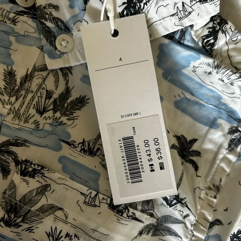 Janie and Jack Island Print Button Down Shirt